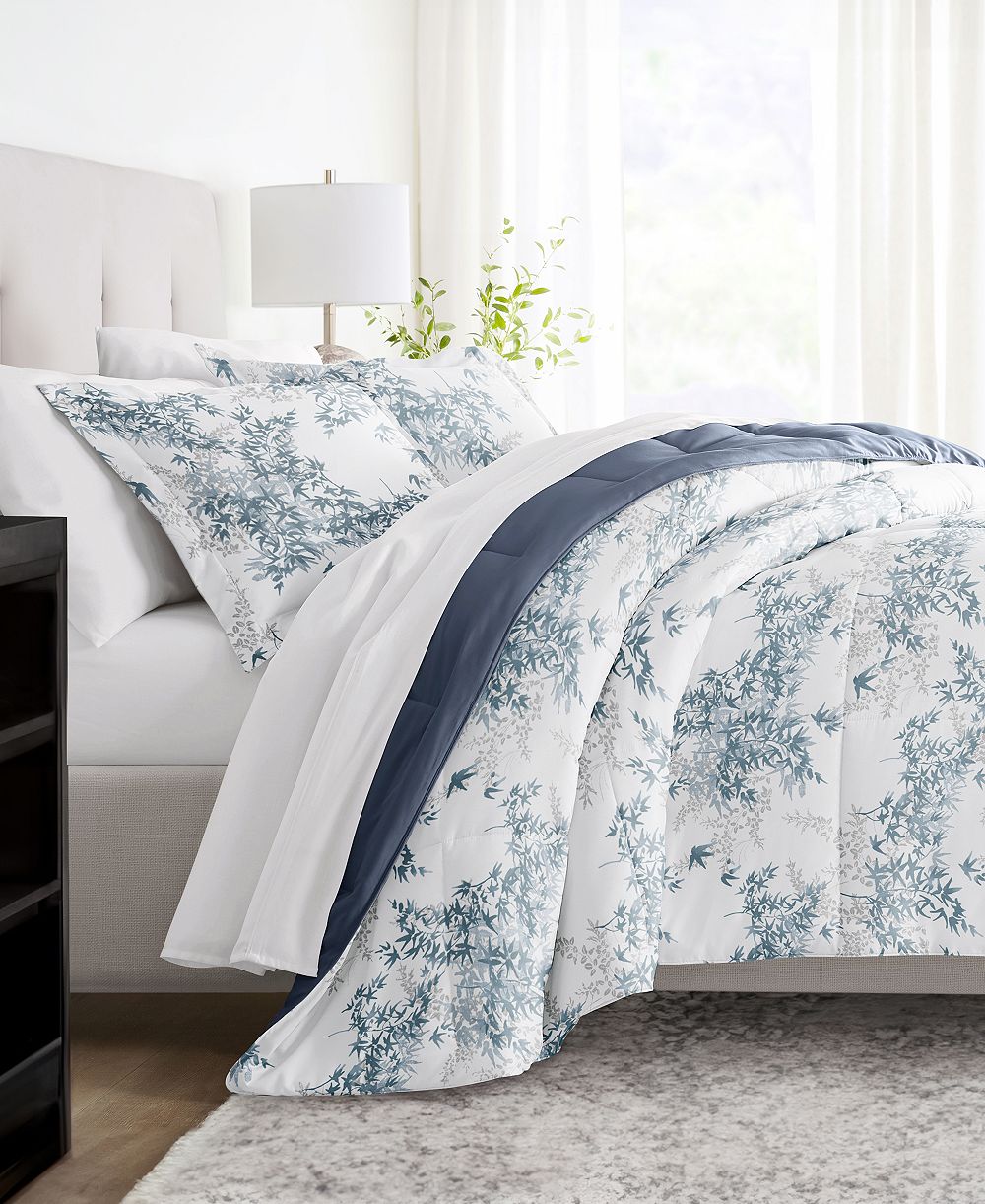 ienjoy Home Bamboo Leaves Blue набор из 3 покрывал, Full/Queen