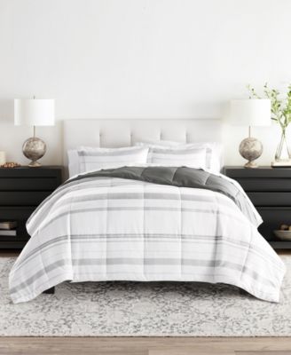 ienjoy Home Stitched Stripe 3-Piece Comforter Set, King/California King