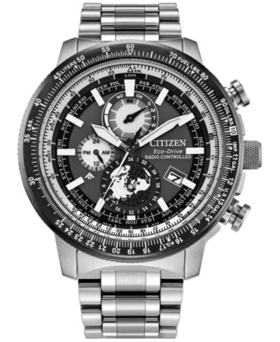 Мужские часы Citizen Eco-Drive Chronograph Promaster Geo Trekker Gray-Tone Stainless Steel 46mm