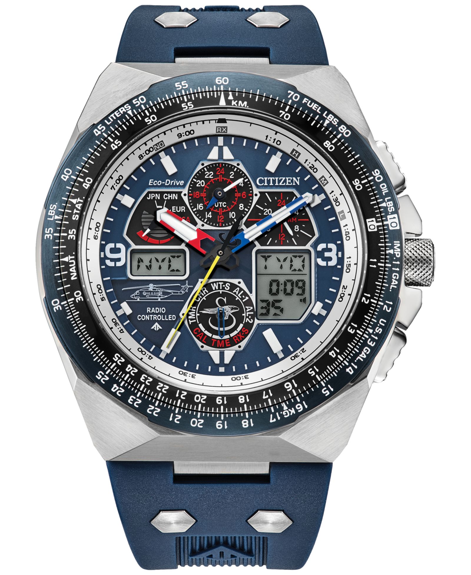 Мужские часы Citizen Eco-Drive Chronograph Promaster Air Special Edition Sikorsky Skyhawk Blue Rabber Strap 46mm