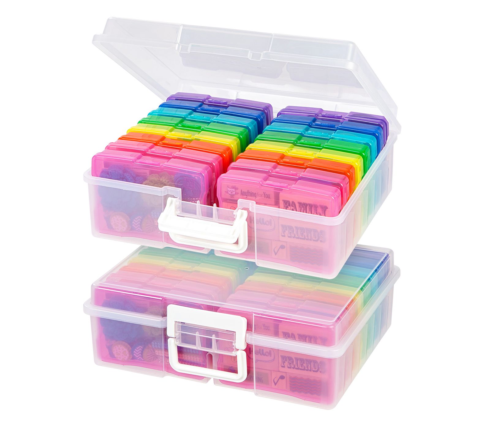 IRIS 2 Pack Extra Large 4" x 6" Photo and Embellishment Craft Keeper with 16 cases, Multicolored