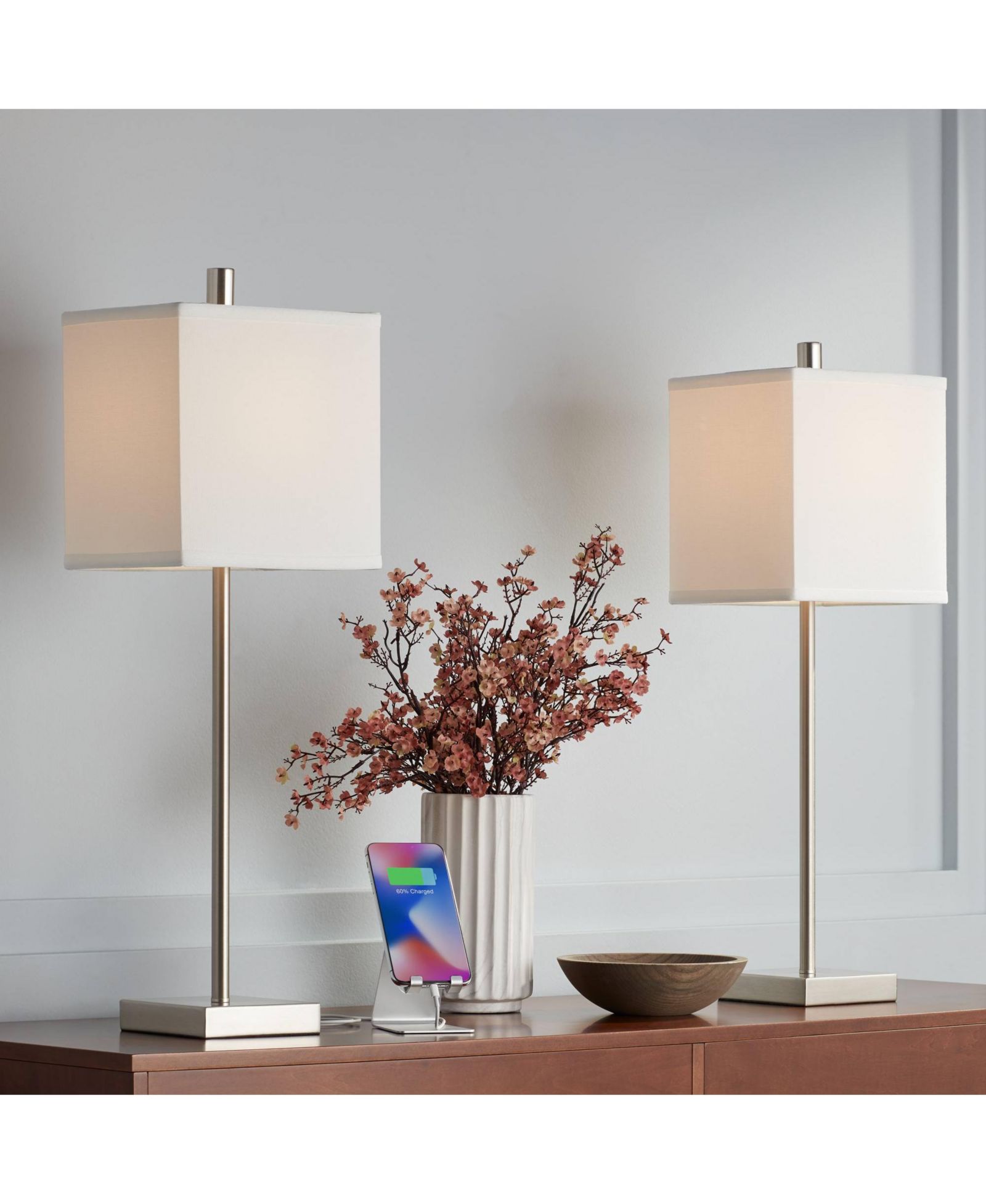 Комплект из 2 современных настольных ламп 360 Lighting Franco с USB-портами, 26.5" Высота