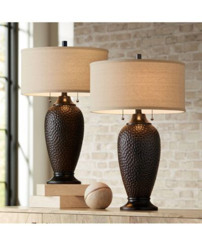 Набор из 2 настольных ламп 360 Lighting Cody Rustic Farmhouse, 26" High, бронза и лен