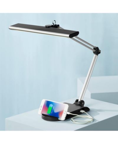 360 Lighting Flynn Modern Desk Lamp 25" High Metallic with USB Charging Port Phone Cradle Adjustable Swivel LED for Living Room Office