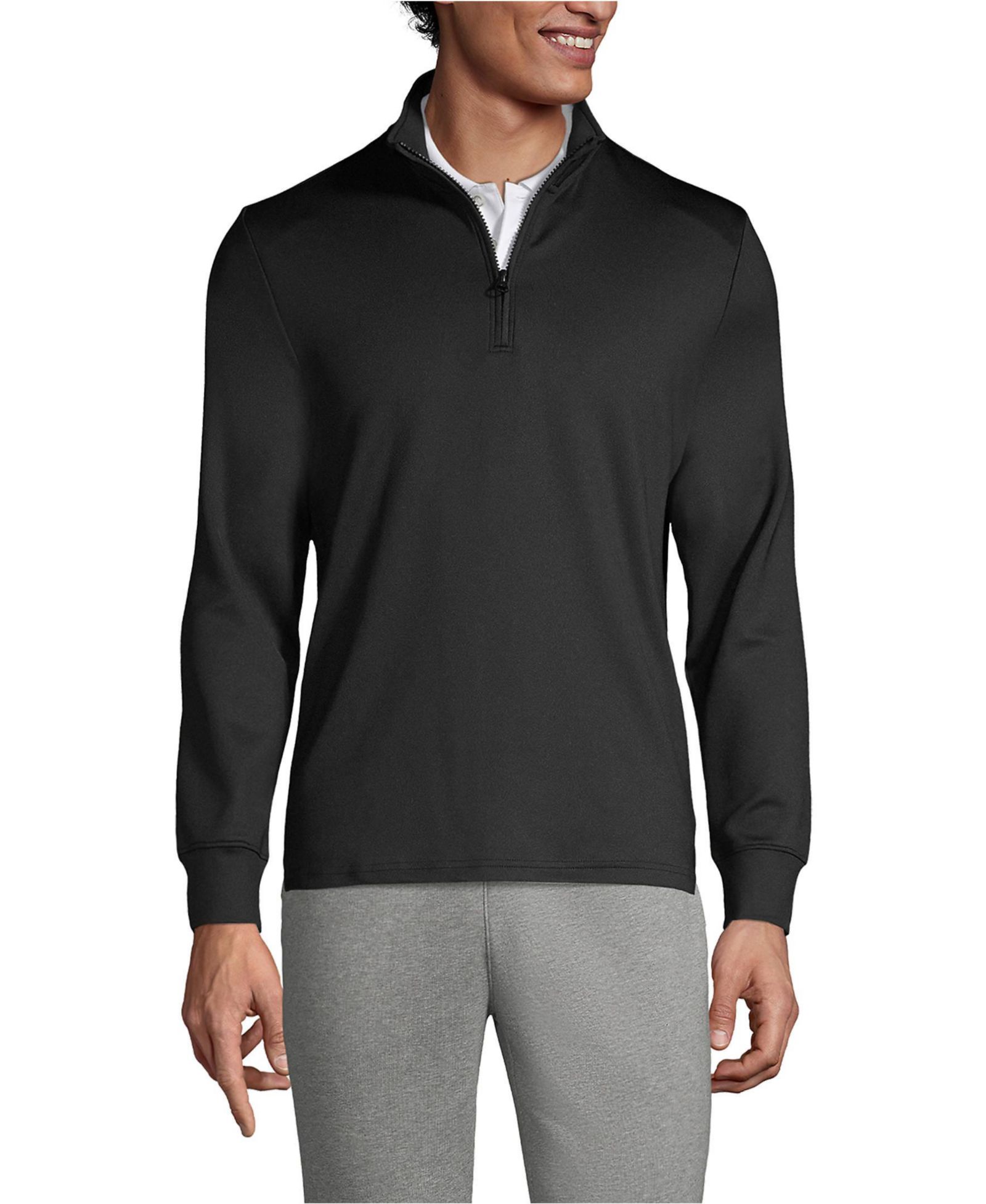 Lands' End Men's School Uniform Quarter Zip Pullover T-Shirts