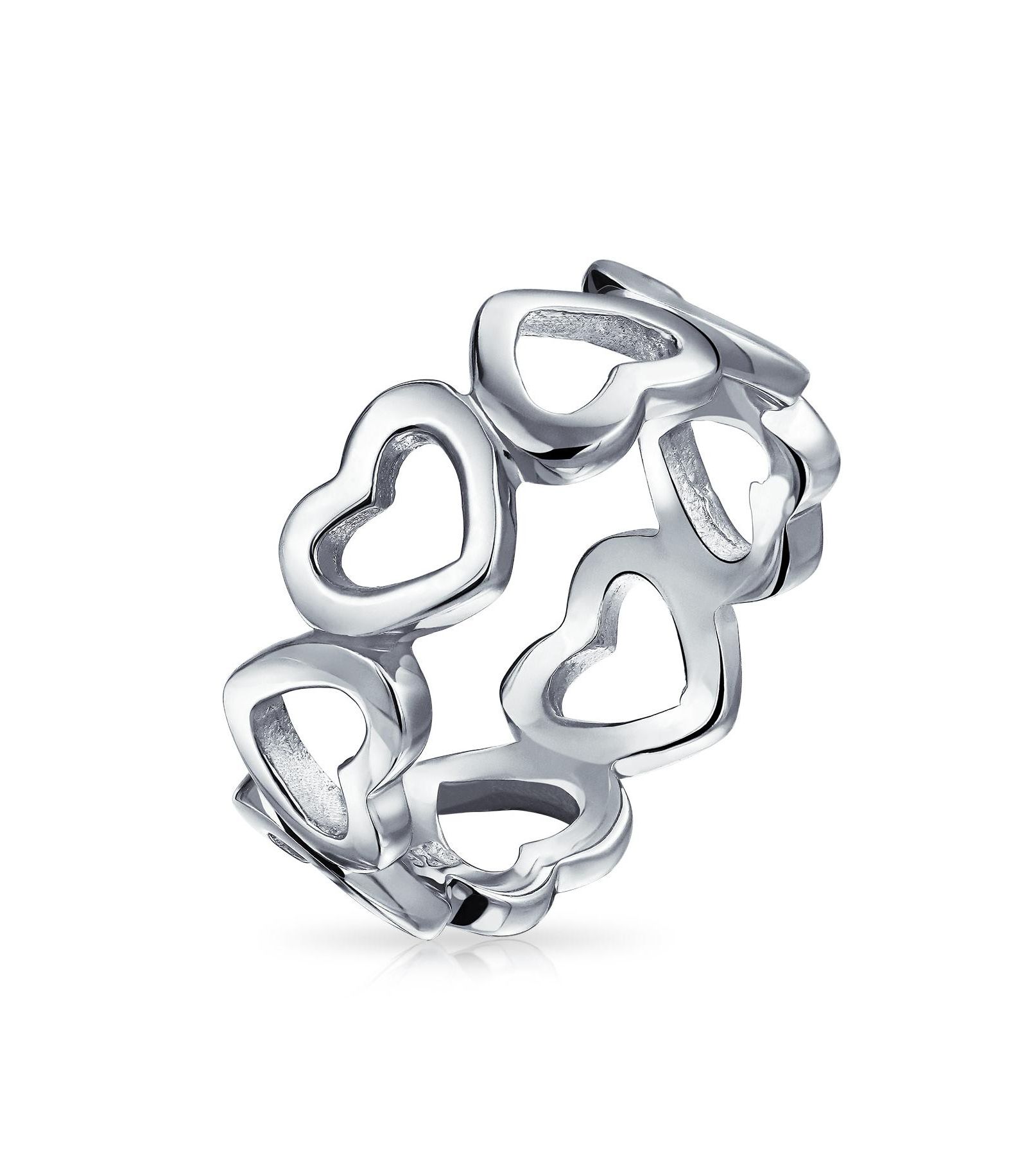 Кольцо Bling Jewelry Romantic BFF Friendship Open Heart Eternity Band Promise Sterling Silver