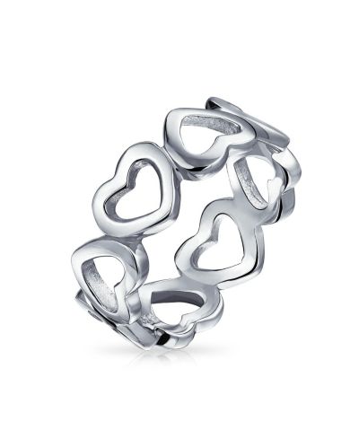 Кольцо Bling Jewelry Romantic BFF Friendship Open Heart Eternity Band Promise Sterling Silver