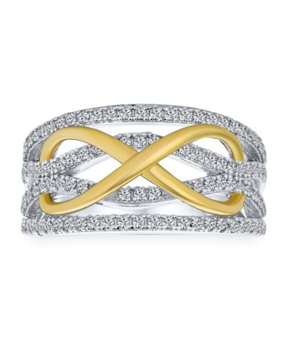 Кольцо Bling Jewelry Two Tone Micro Pave CZ Wide Statement Infinity с золотым покрытием