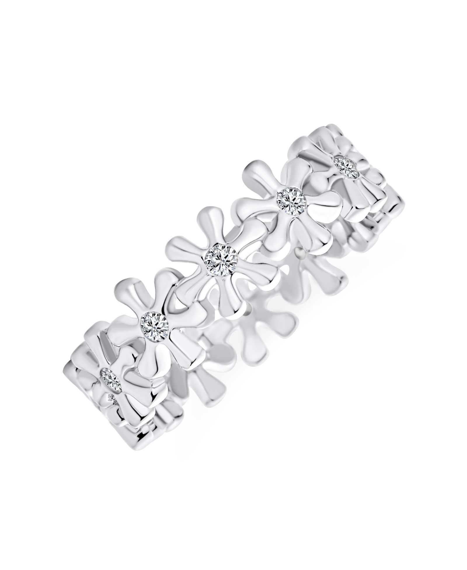 Кольцо Bling Jewelry Timeless Cubic Zirconia CZ Tiny Star Round Flower Anniversary Eternity Band Sterling Silver