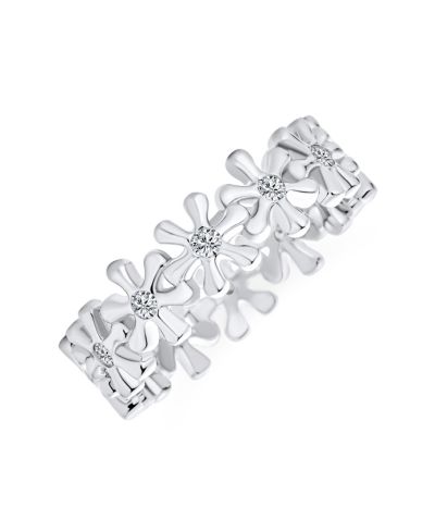 Кольцо Bling Jewelry Timeless Cubic Zirconia CZ Tiny Star Round Flower Anniversary Eternity Band Sterling Silver