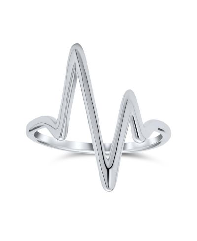 Bling Jewelry кольцо с геометрическим узором в виде шеврона и молнии и сердце.925 Sterling Silver 1MM Band