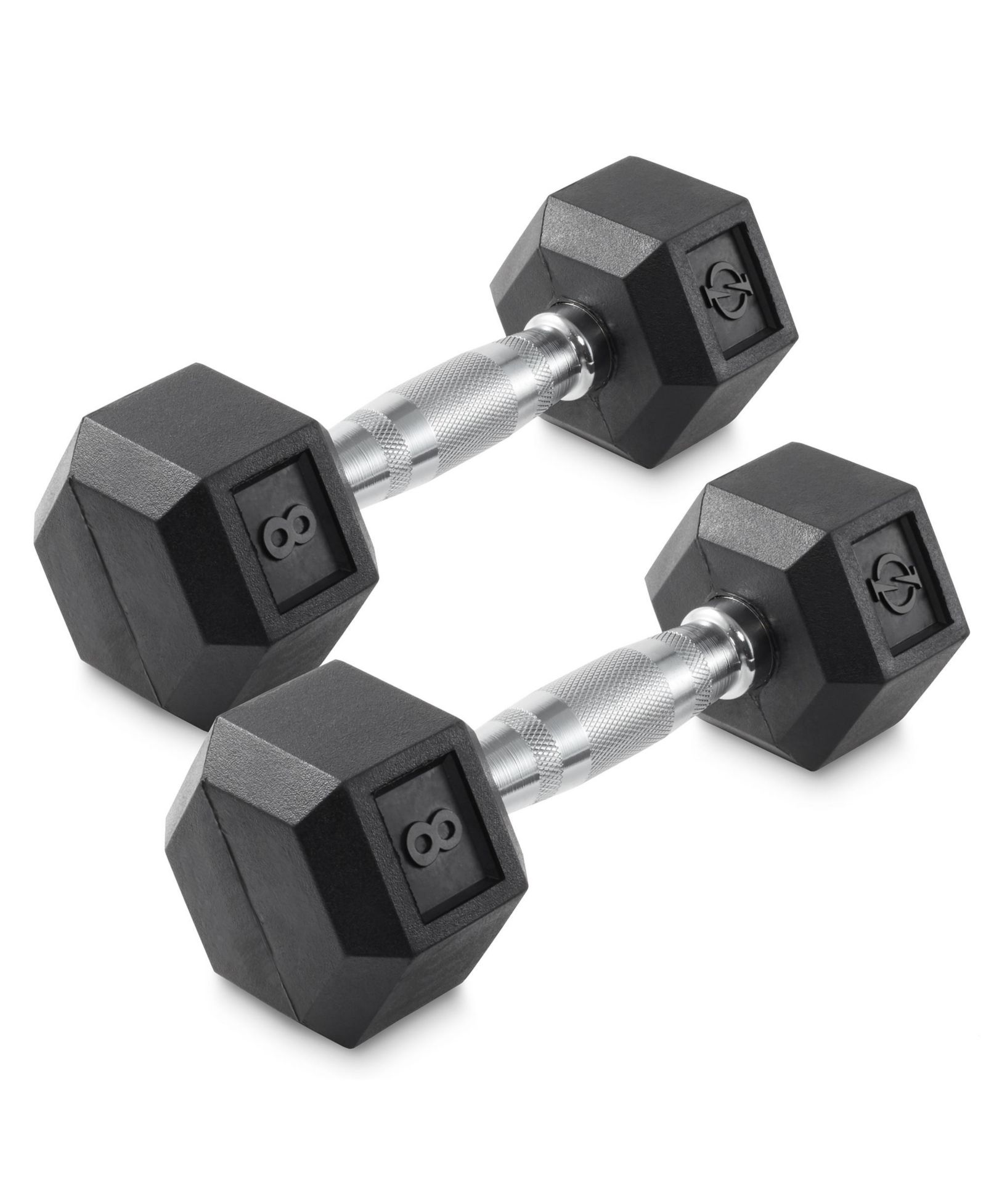 Philosophy Gym Rubber Coated Hex Dumbbell Hand Weights, 8 lb Pair