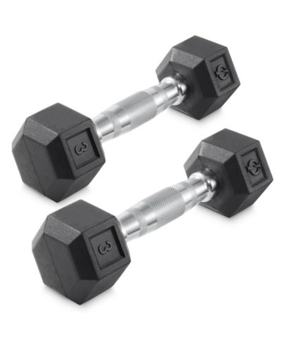 Philosophy Gym Rubber Coated Hex Dumbbell Hand Weights, 3 lb Pair