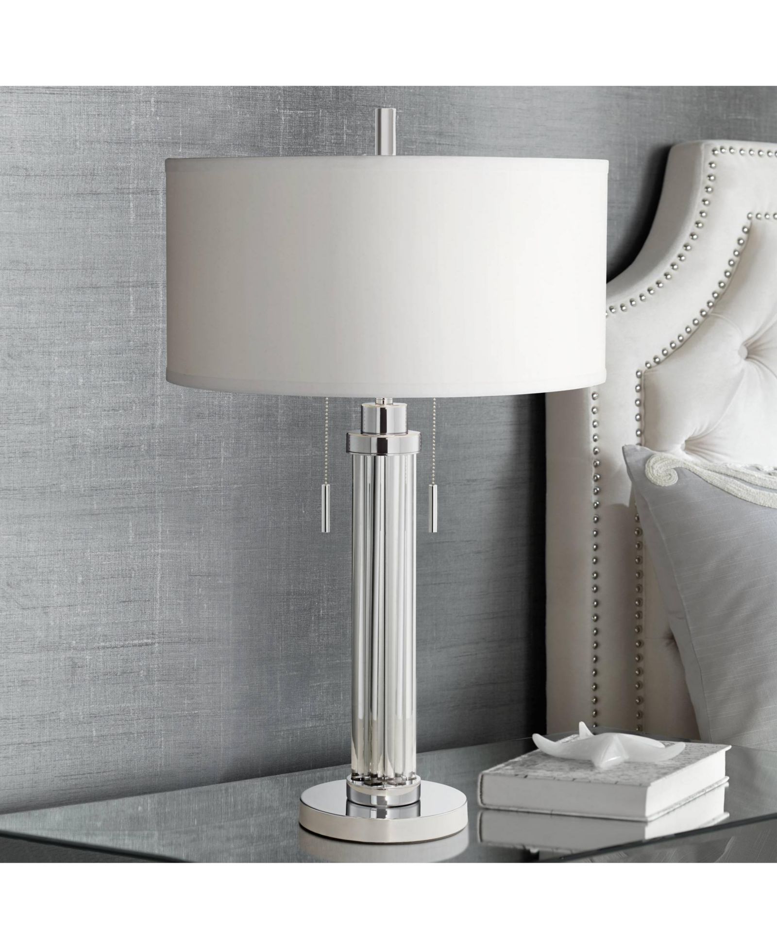 Possini Euro Design 30" Tall Glass Column Shade Cadence Modern Table Lamp