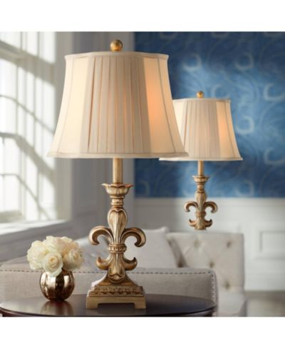 Regency Hill Набор из 2 настольных ламп Louis, 25 3/4", античное золото, складчатый абажур