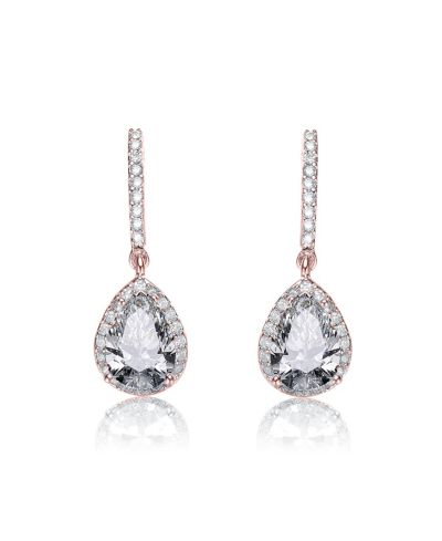 Серьги-капли Genevive Sterling Silver White Gold Plated Cubic Zirconia