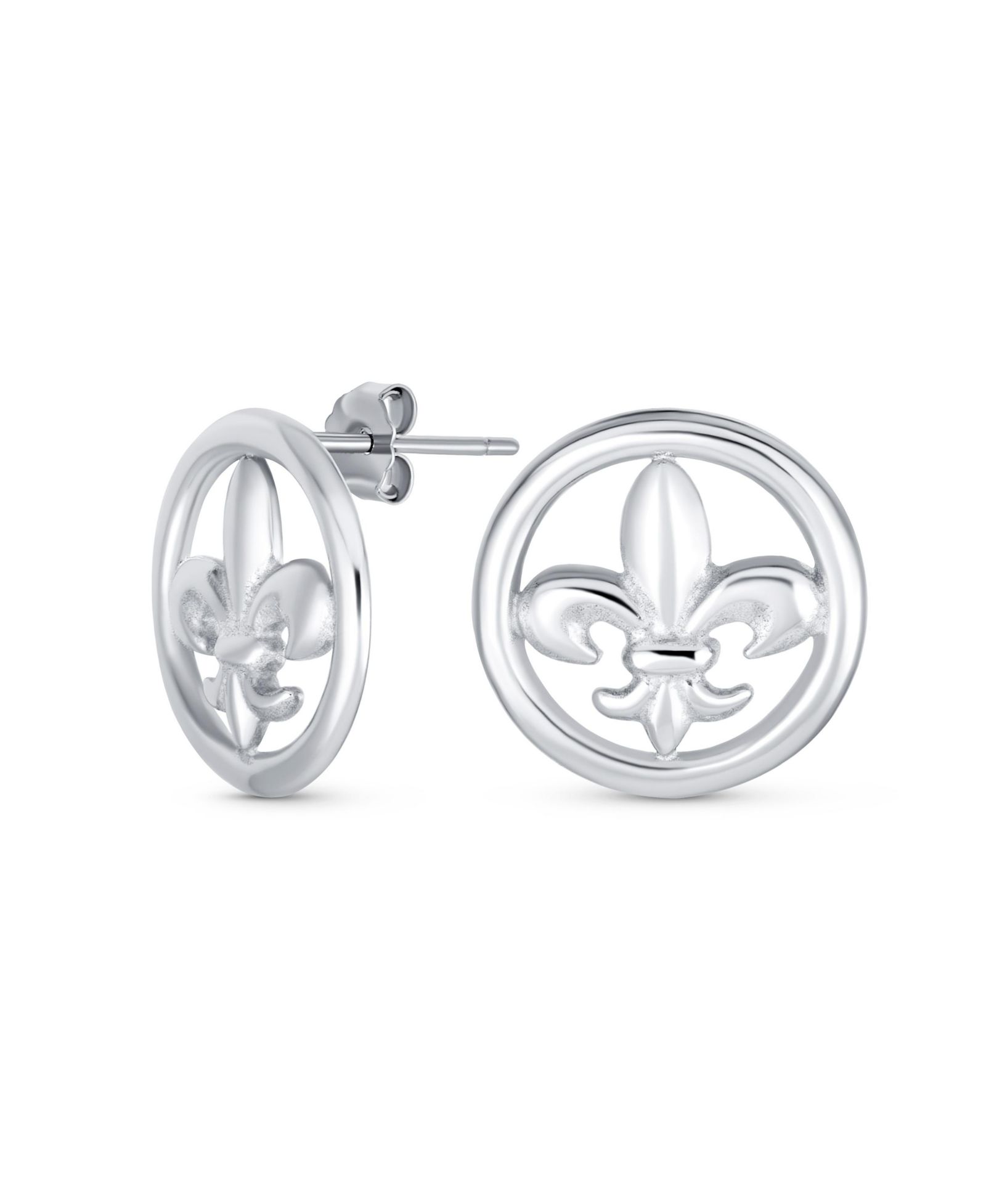 Bling Jewelry Серьги-гвоздики с лилией из серебра 925 пробы