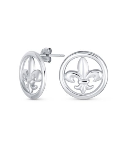Bling Jewelry Серьги-гвоздики с лилией из серебра 925 пробы