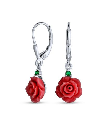 Bling Jewelry серьги-гвоздики с розой 3D из стерлингового серебра