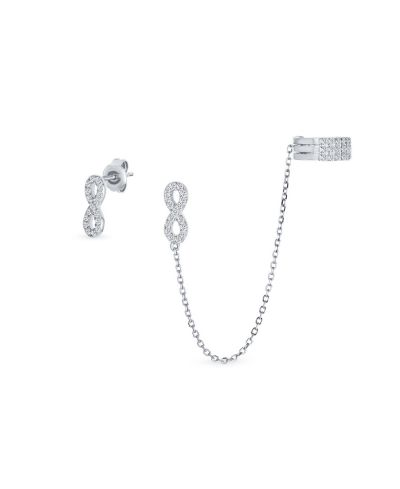 Bling Jewelry Infinity Ear Cuff Earring and CZ Stud .925 Sterling Silver