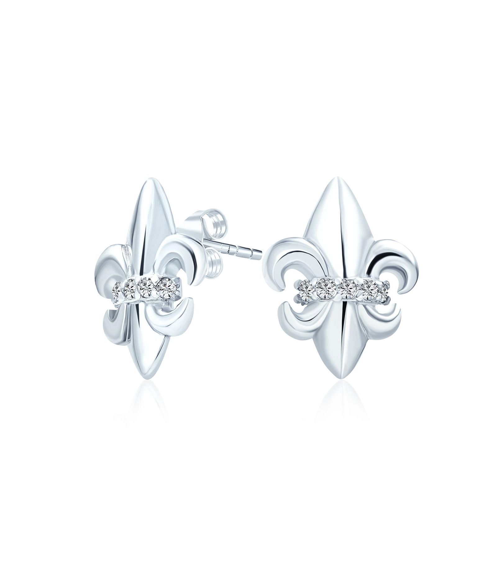 Bling Jewelry серьги-гвоздики с лилией и CZ из серебра .925