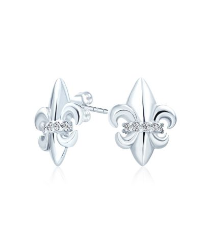 Bling Jewelry серьги-гвоздики с лилией и CZ из серебра .925