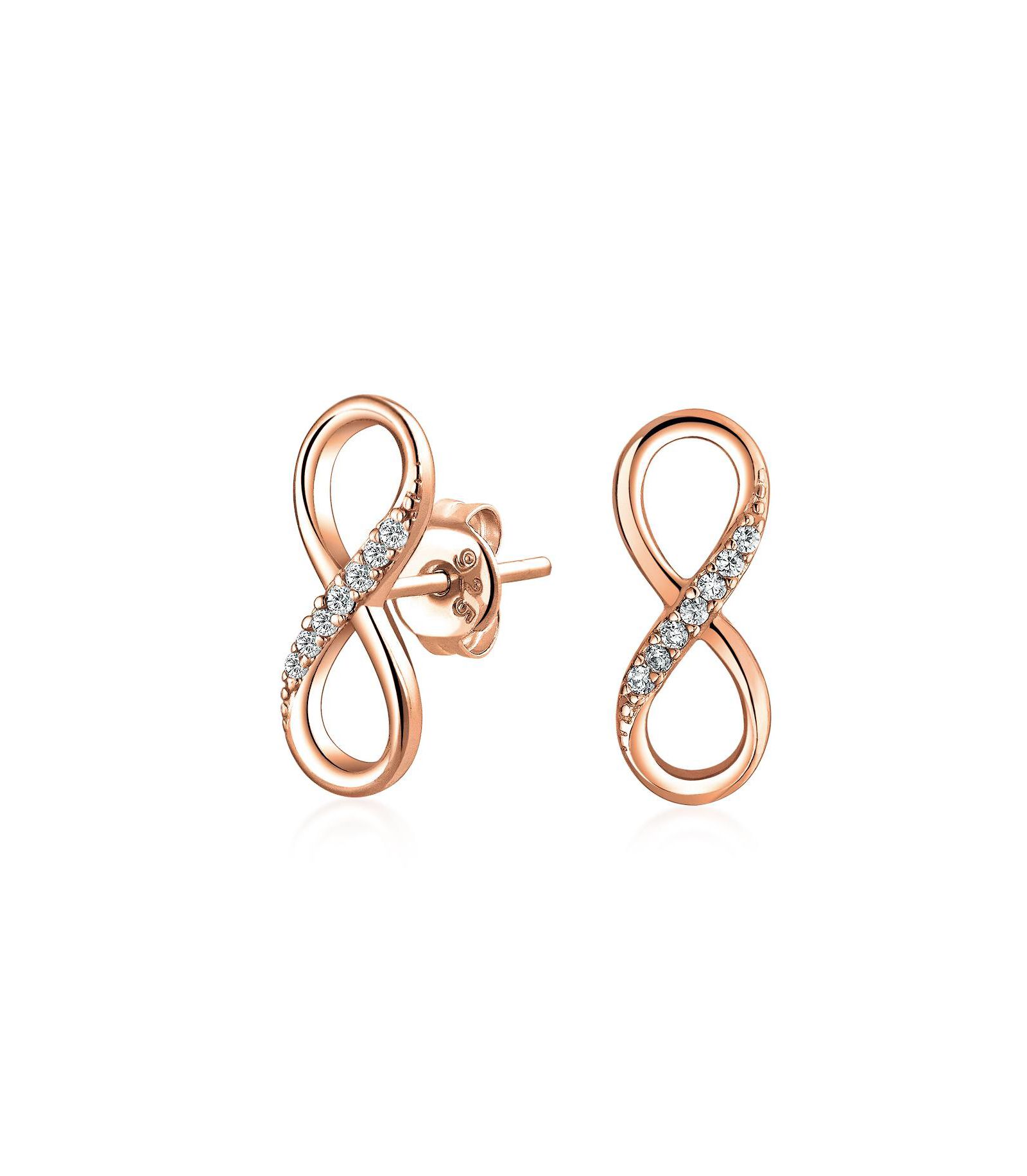 Серьги-гвоздики Bling Jewelry Romantic Infinity Symbol CZ Plated.925 Sterling Silver