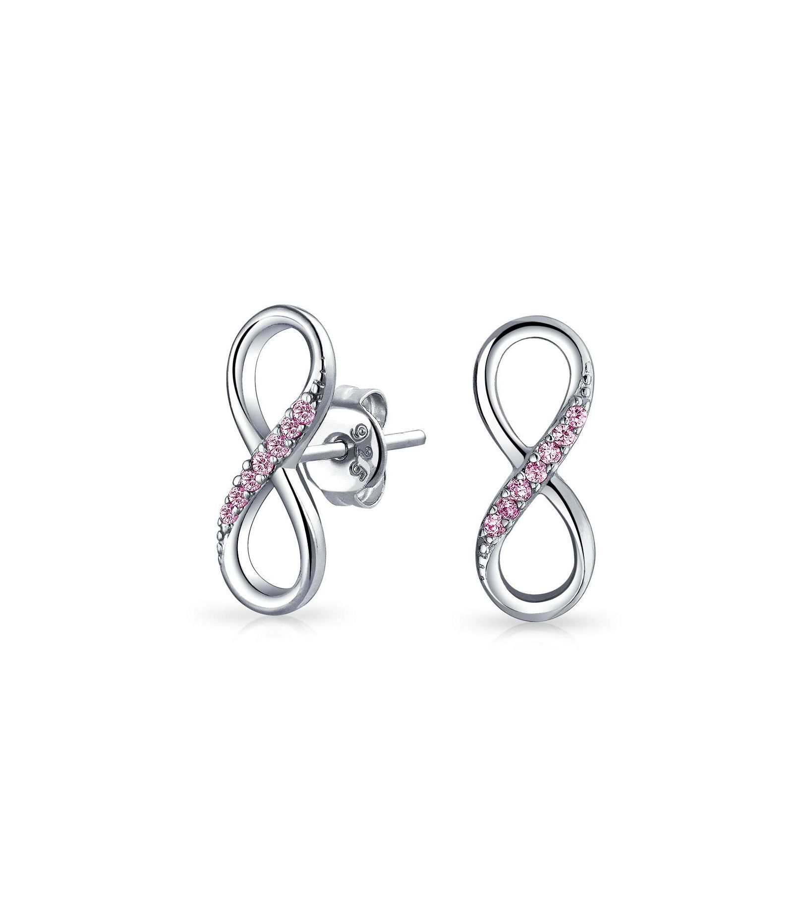 Bling Jewelry Romantic Infinity Symbol Stud Earrings CZ Plated .925 Sterling Silver