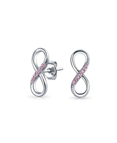 Серьги-гвоздики Bling Jewelry Romantic Infinity Symbol CZ Plated.925 Sterling Silver
