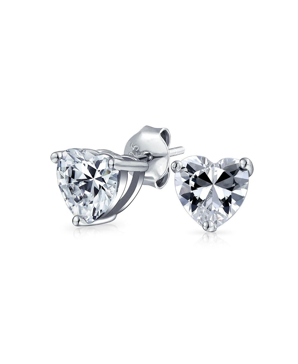 Bling Jewelry романтичные серьи-гвоздики с сердечком, CZ Cubic Zirconia, золото 0.75CT, серебро 925 Sterling Silver 8MM