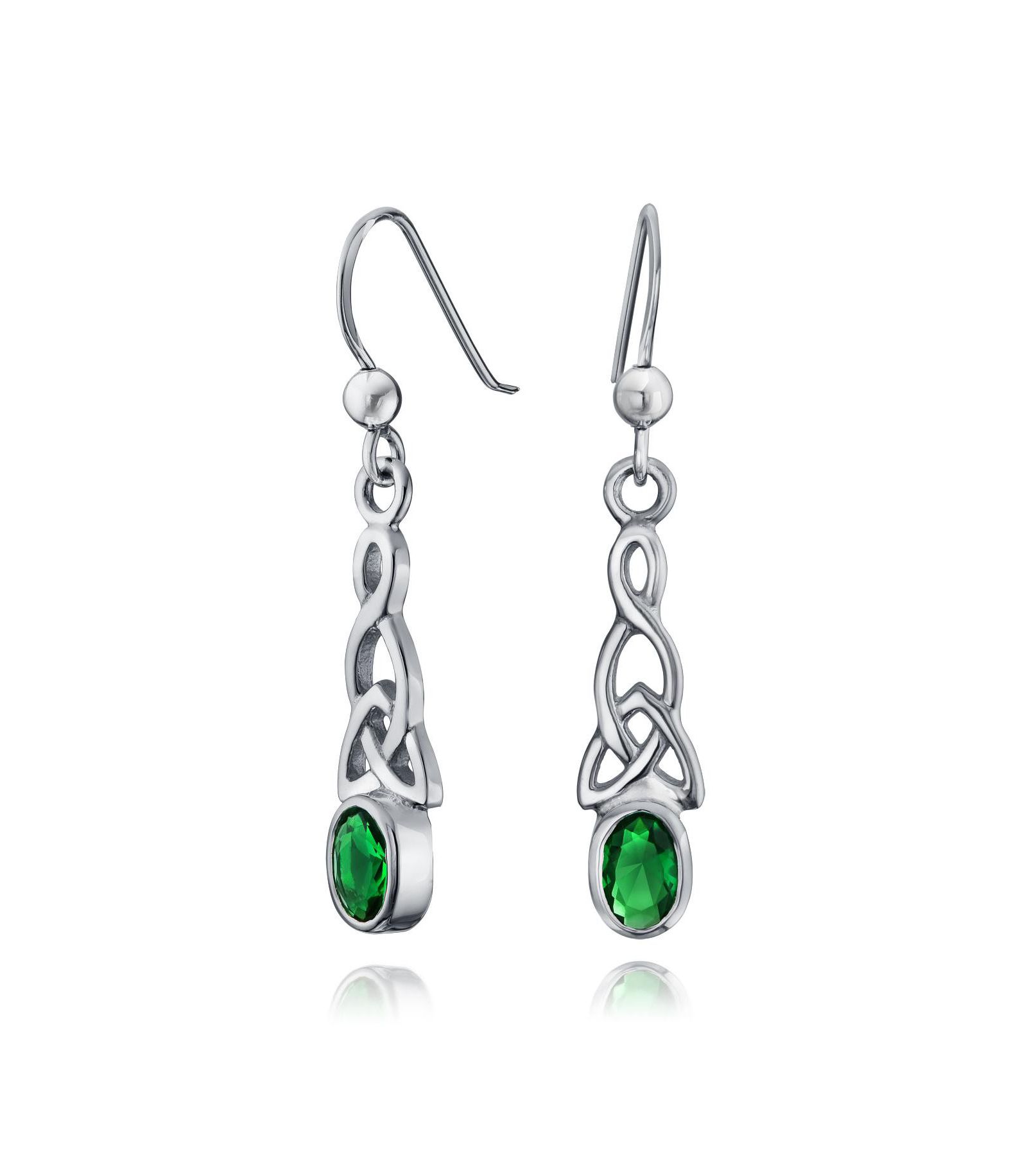 Bling Jewelry Blue CZ Love Knot Celtic Dangle Earrings .925 Sterling Silver