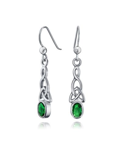 Bling Jewelry Blue CZ Love Knot Celtic Dangle Earrings .925 Sterling Silver