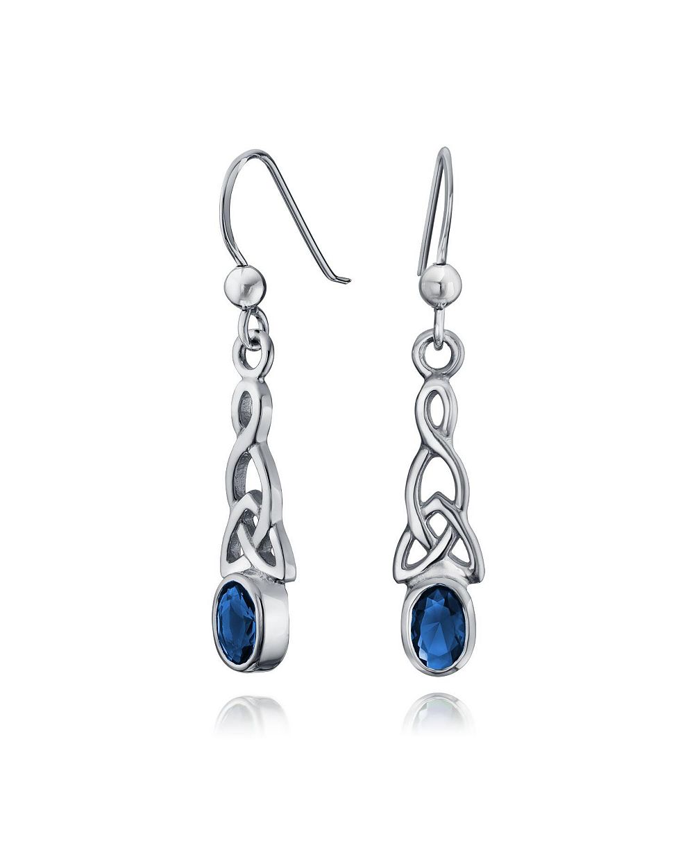 Bling Jewelry Серьги-подвески BFF Blue Kelly Green Simulated Emerald Love Knot из Sterling Silver
