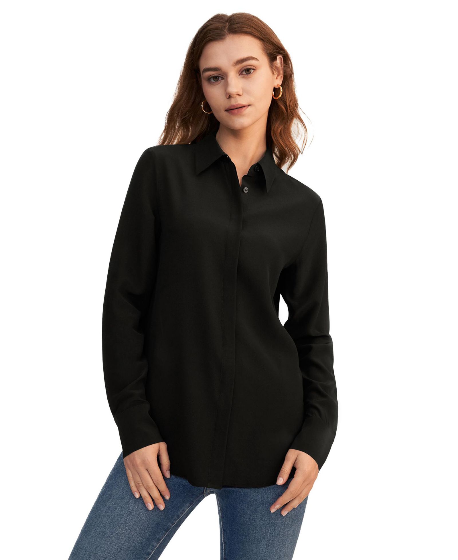 LILYSILK Women's Wrinkle Free Basic Silk Shirt