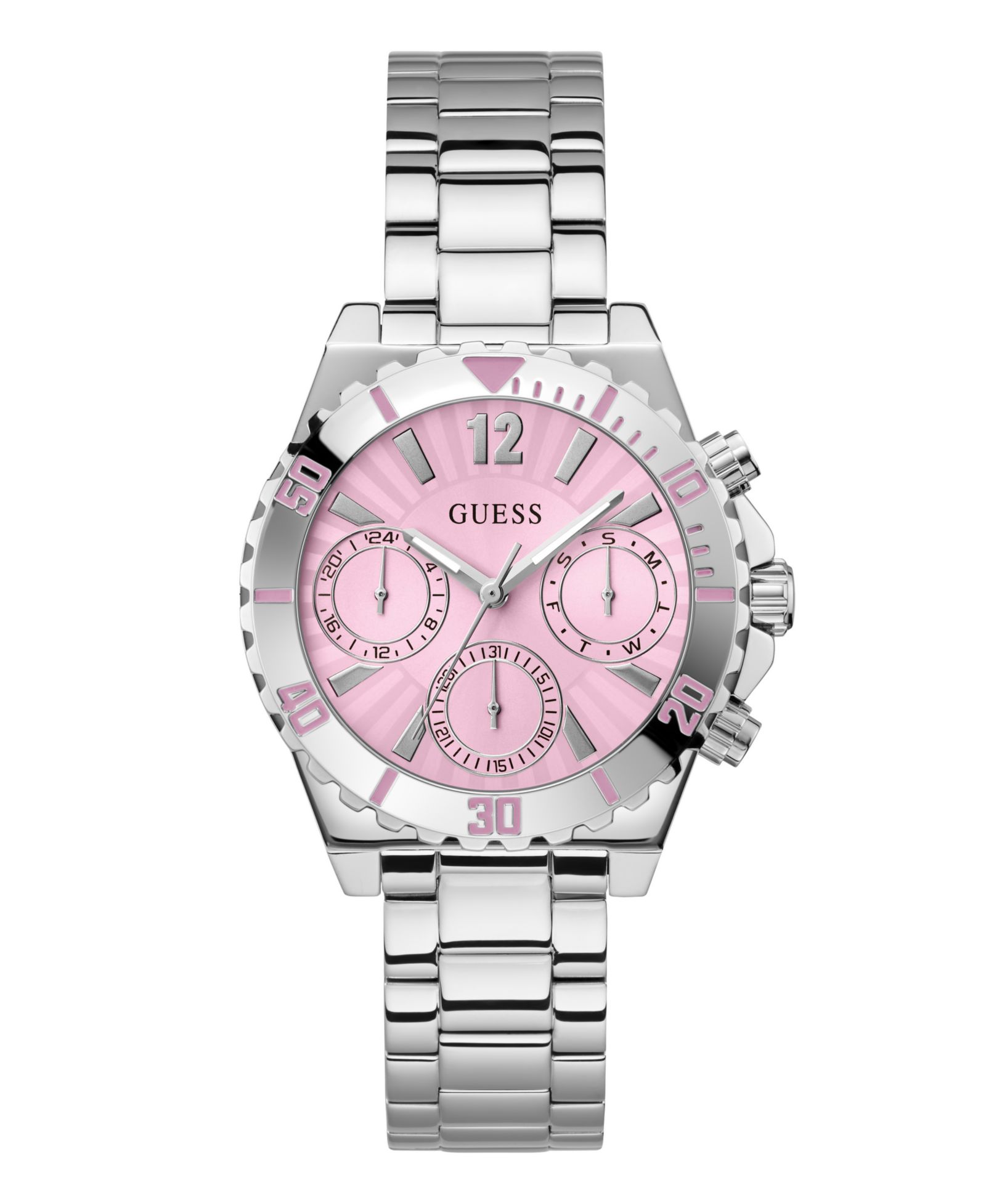 GUESS Women's Analog Silver-Tone Stainless Steel Watch 38mm