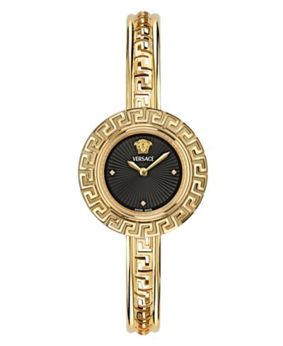 Женские золотые часы Versace Swiss Gold Ion Plated Stainless Steel Bangle 28mm