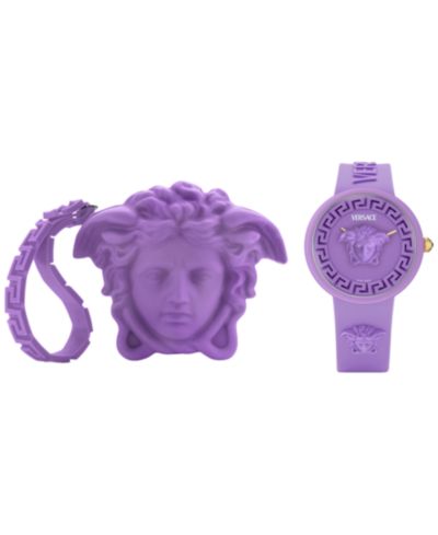 Женские часы Versace со швейцарским механизмом, фиолетовый силиконовый ремешок, 38mm