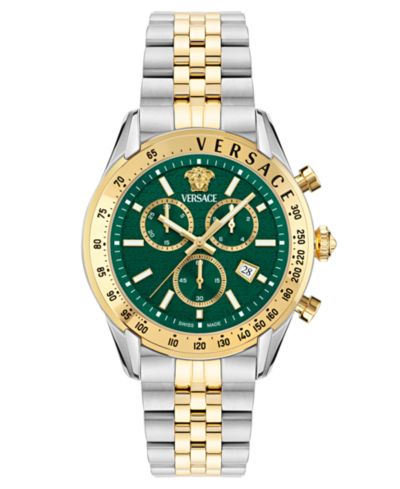 Мужские швейцарские часы Versace Chronograph с двухцветным стальным браслетом, 44mm