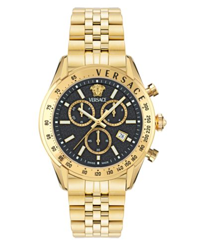 Мужские часы Versace Swiss Chronograph Gold Ion Plated Stainless Steel Bracelet 44mm