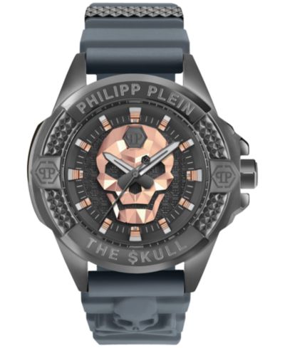 Мужские часы Philipp Plein The Skull Gray Silicone Strap 44mm