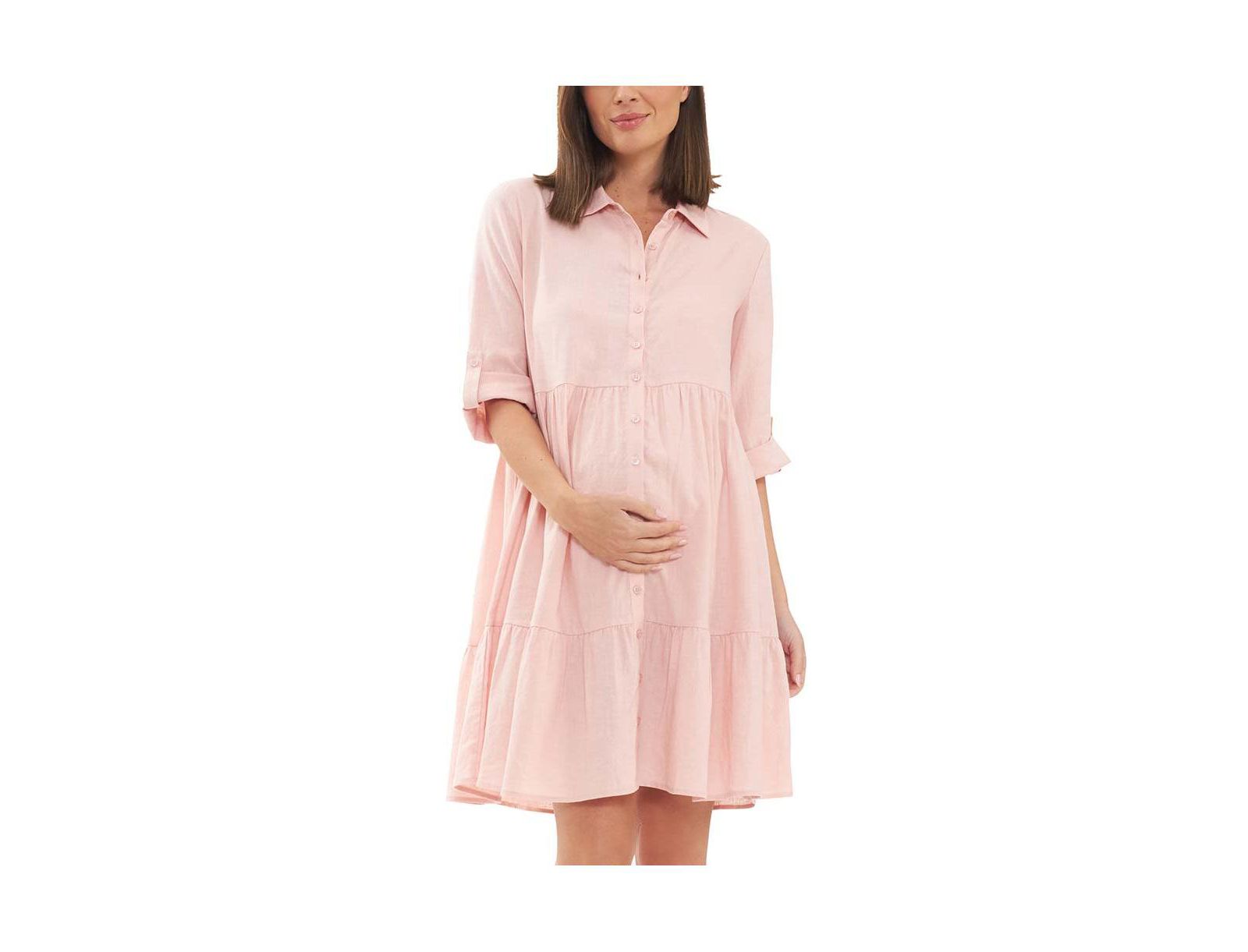 Ripe Maternity платье-рубашка из льна Adel, нежно-розовый