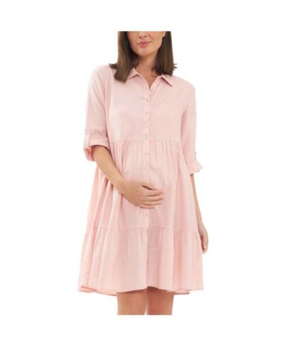 Ripe Maternity платье-рубашка из льна Adel, нежно-розовый