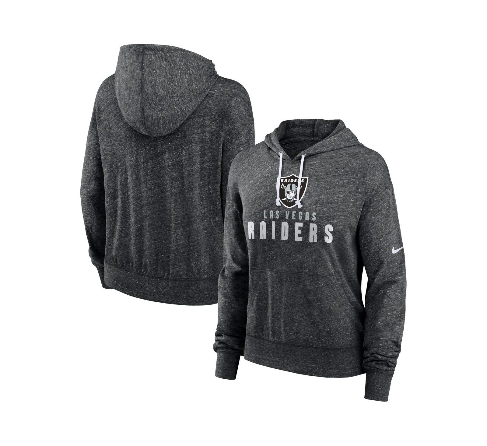Женская спортивная толстовка Nike Black Distressed Las Vegas Raiders Gym Vintage-Like Lightweight Hooded Top