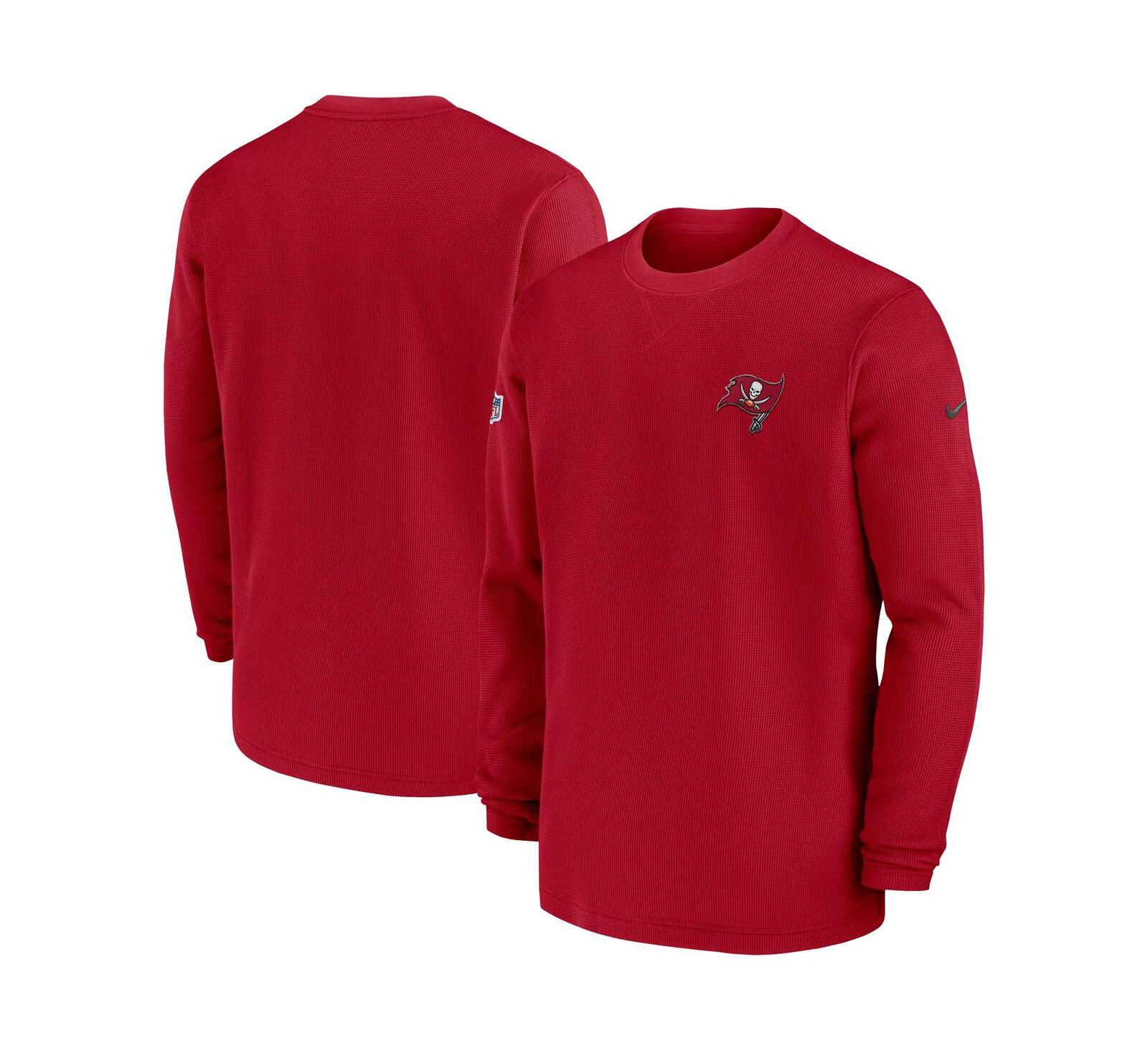 Nike Мужская красная футболка Nike Tampa Bay Buccaneers 2023 Sideline Throwback Heavy Brushed Waffle Long Sleeve