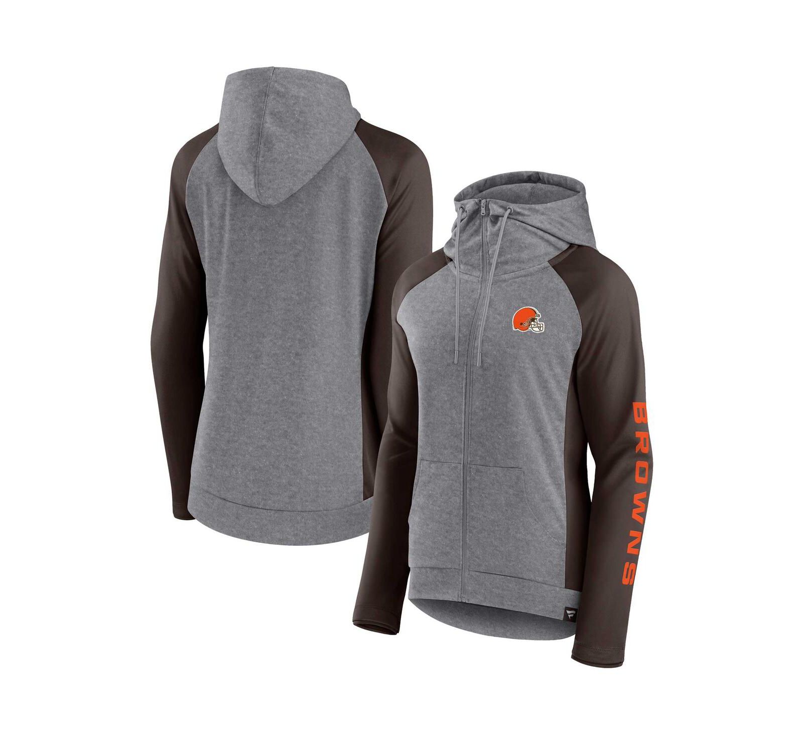 Женское худи Fanatics Heather Gray Cleveland Browns Lightweight Full-Zip