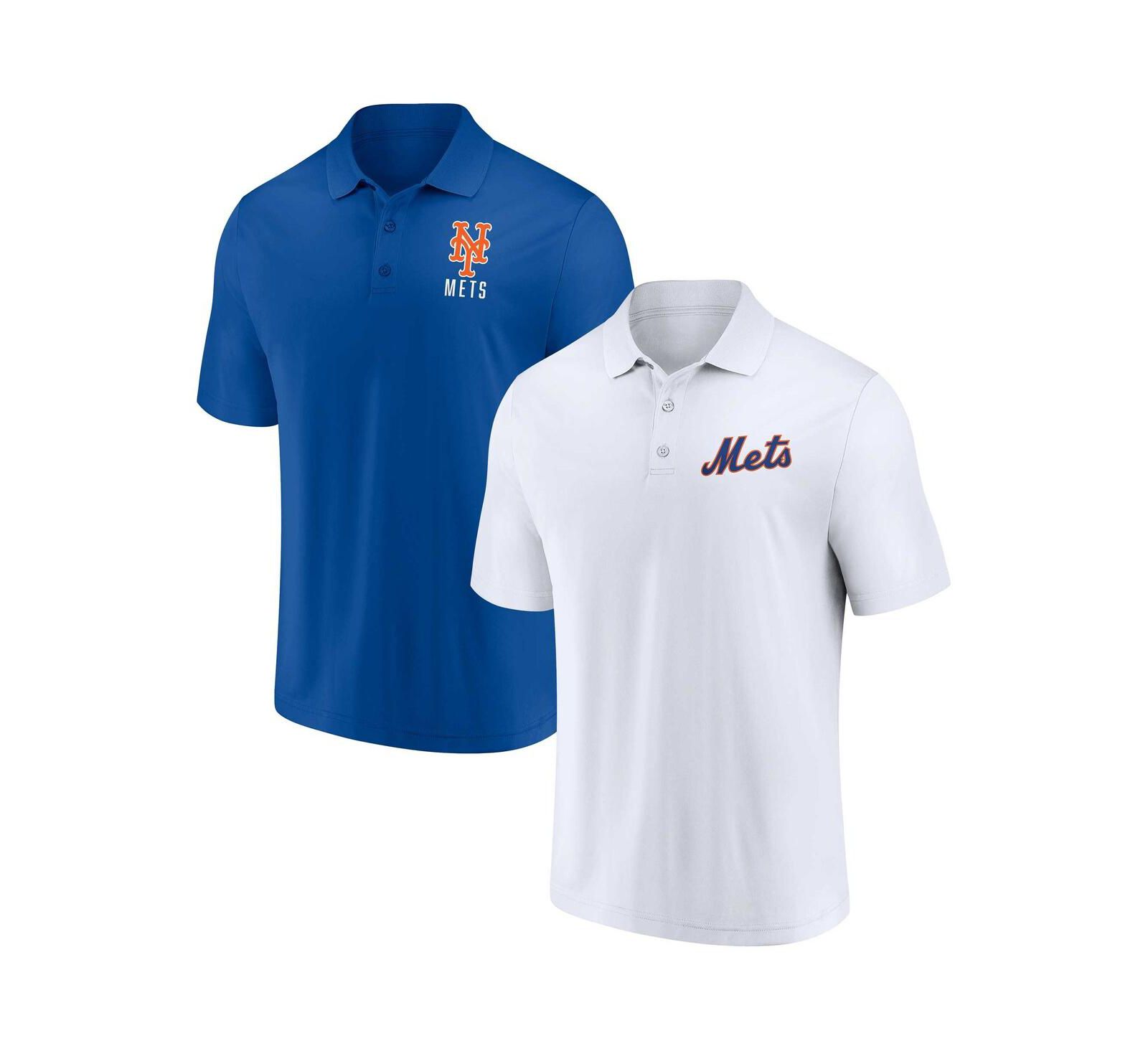 Men's Fanatics Royal, White New York Mets Two-Pack Logo Lockup Polo Shirt Set