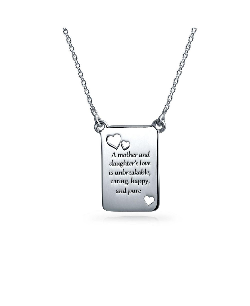 Подвеска-кулон Bling Jewelry BFF Mother Daughter Bond Word Quote Rectangular Book Page Heart 925 Sterling Silver