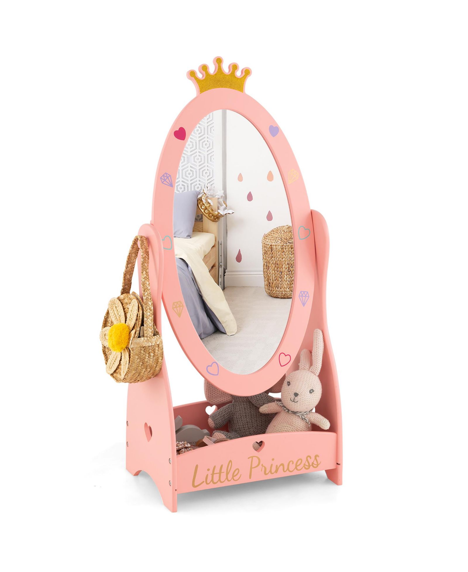 Детское Full Length Mirror Free-Standing 360degree(s) Dressing Wooden Princess