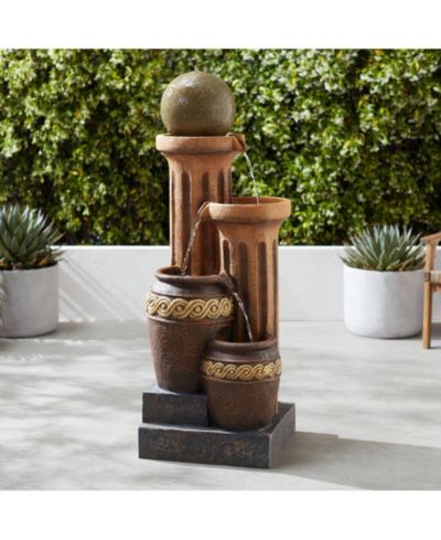 John Timberland Декор для дома Sphere Jugs and Columns 50" High Rustic Indoor Outdoor Faux Stone Floor Fountain с LED