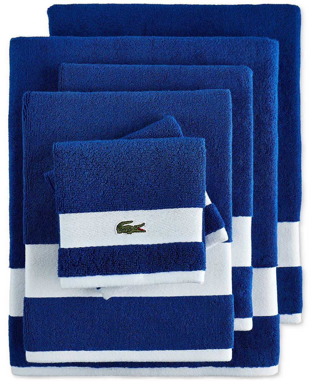 Lacoste Home Heritage Sport Stripe Logo Cotton 6-Pc. Bath Towel Set